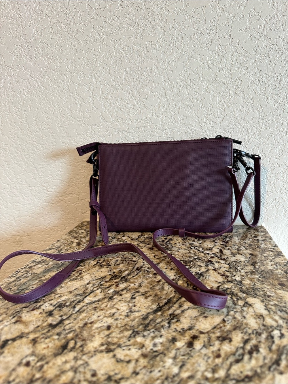 Dagne Dover Plum Crossbody Wallet Clutch Bag With Dust Bag